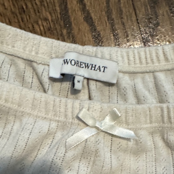 WeWoreWhat - women’s Cream Ribbed pointelle - Sleepwear Set M - Picture 7 of 8